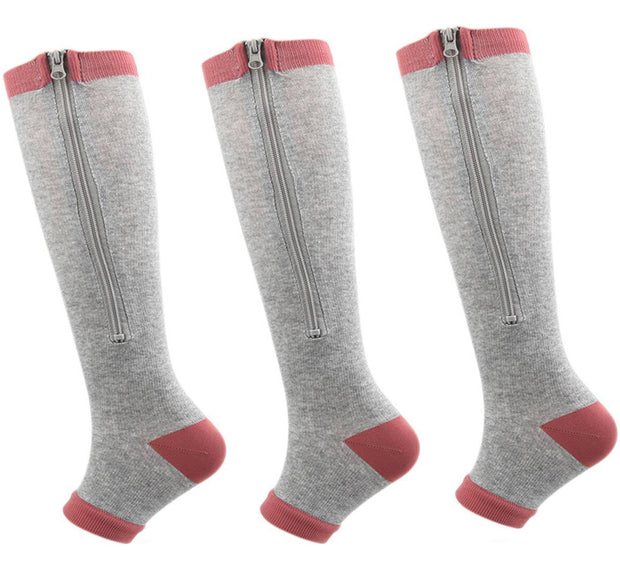 Roiii Zipper Compression Socks 15-20 mmHg Open Toe, Medical Zip Up Compression Stockings for Women and Men - Improves Blood Circulation, Relieves Pain & Swelling