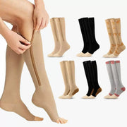 Roiii Zipper Compression Socks 15-20 mmHg Open Toe, Medical Zip Up Compression Stockings for Women and Men - Improves Blood Circulation, Relieves Pain & Swelling