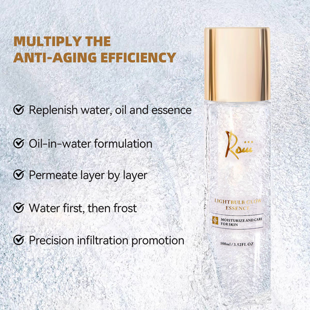 Roiii Light Bulb Glow Essence Serum - Vitamin C + Niacinamide + Hyaluronic Acid - Brightening Face Essence for Glowing Skin - Reduce Dark Spots & Even Skin Tone