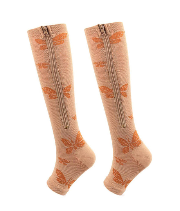 Roiii Zipper Compression Socks 15-20 mmHg Open Toe, Medical Zip Up Compression Stockings for Women and Men - Improves Blood Circulation, Relieves Pain & Swelling