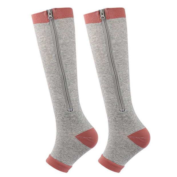 Roiii Zipper Compression Socks 15-20 mmHg Open Toe, Medical Zip Up Compression Stockings for Women and Men - Improves Blood Circulation, Relieves Pain & Swelling