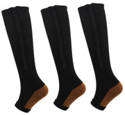 Roiii Zipper Compression Socks 15-20 mmHg Open Toe, Medical Zip Up Compression Stockings for Women and Men - Improves Blood Circulation, Relieves Pain & Swelling