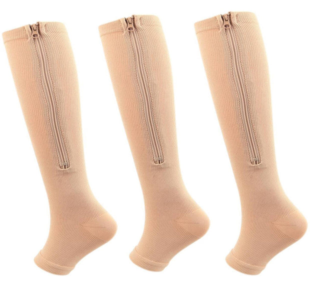 Roiii Zipper Compression Socks 15-20 mmHg Open Toe, Medical Zip Up Compression Stockings for Women and Men - Improves Blood Circulation, Relieves Pain & Swelling