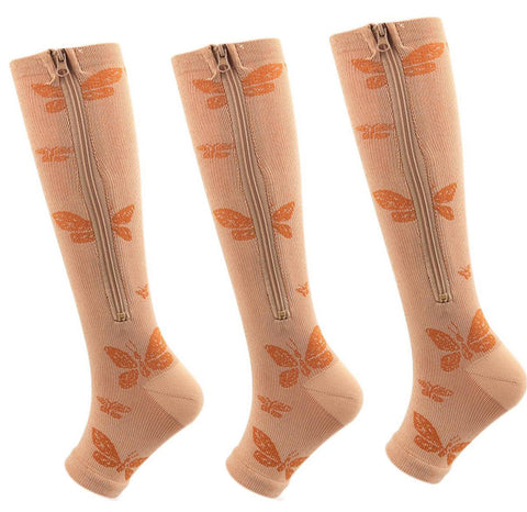 Roiii Zipper Compression Socks 15-20 mmHg Open Toe, Medical Zip Up Compression Stockings for Women and Men - Improves Blood Circulation, Relieves Pain & Swelling