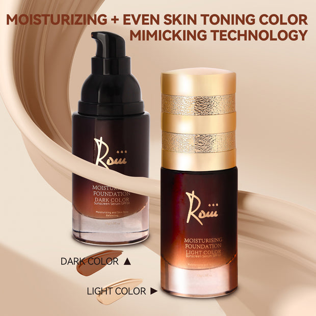 Roiii Lightweight SPF 50 Liquid Foundation - Full Coverage Sunscreen Makeup, Oil-Free & Long Lasting, Hydrating with Hyaluronic Acid for All Skin Types for Gym, Sports, Dancing