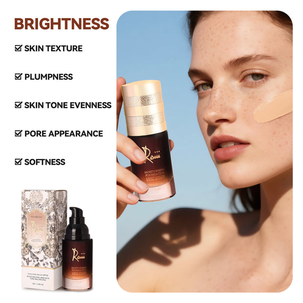 Roiii Lightweight SPF 50 Liquid Foundation - Full Coverage Sunscreen Makeup, Oil-Free & Long Lasting, Hydrating with Hyaluronic Acid for All Skin Types for Gym, Sports, Dancing