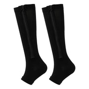 Roiii Zipper Compression Socks 15-20 mmHg Open Toe, Medical Zip Up Compression Stockings for Women and Men - Improves Blood Circulation, Relieves Pain & Swelling