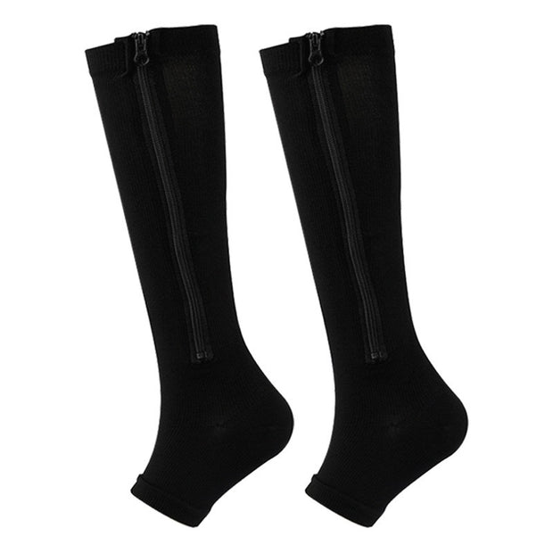 Roiii Zipper Compression Socks 15-20 mmHg Open Toe, Medical Zip Up Compression Stockings for Women and Men - Improves Blood Circulation, Relieves Pain & Swelling