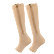 Roiii Zipper Compression Socks 15-20 mmHg Open Toe, Medical Zip Up Compression Stockings for Women and Men - Improves Blood Circulation, Relieves Pain & Swelling