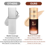 Roiii Lightweight SPF 50 Liquid Foundation - Full Coverage Sunscreen Makeup, Oil-Free & Long Lasting, Hydrating with Hyaluronic Acid for All Skin Types for Gym, Sports, Dancing