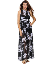 Women Summer Dress Sleeveless Adjustable Pls size  Floral Flared Swing Dress
