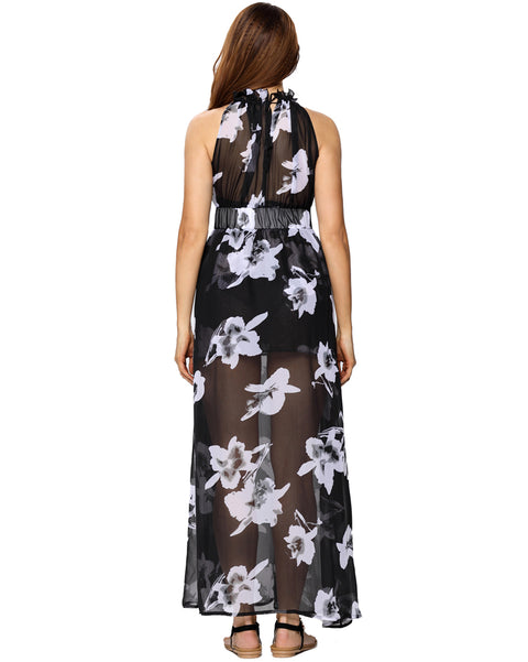 Women Summer Dress Sleeveless Adjustable Pls size  Floral Flared Swing Dress