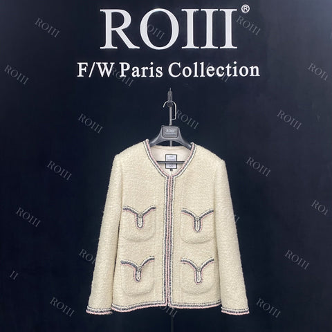 Roiii Tweed Blazer for Women Jacket Slim Coat Y221155
