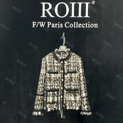 Roiii Women's Vintage Tweed Slim Blazer Jacket Y221130