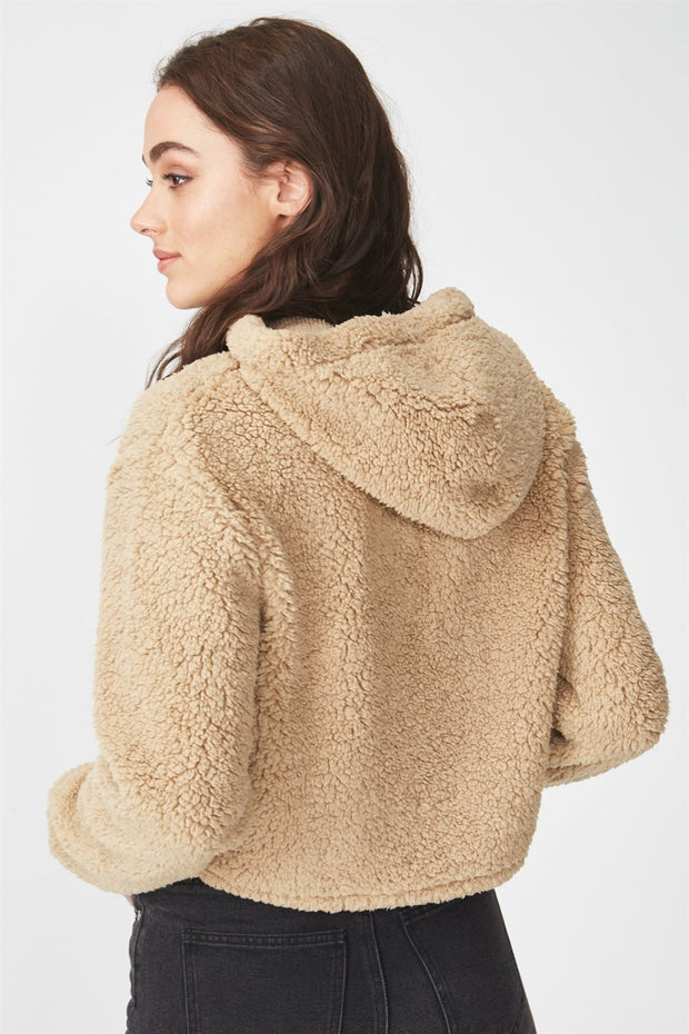Roiii Thickened warm Teddy velvet sweater cardigan coat brown color