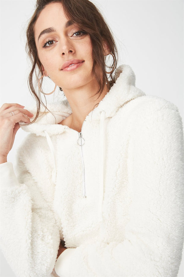 Roiii Thickened warm Teddy velvet sweater cardigan coat white color