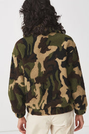 ROIII Winter short Teddy velvet sweater padded warm cardigan coat army green color