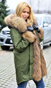 Roiii Thickened Warm Thicken AmryGreen Shade Faux Fur Casual Parka Luxury Women Hooded Long Winter Jacket Overcoat Size S-3XL