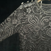 Roiii Women Elegant Long Sleeve Floral Shirt Hollow Out Tops M1208