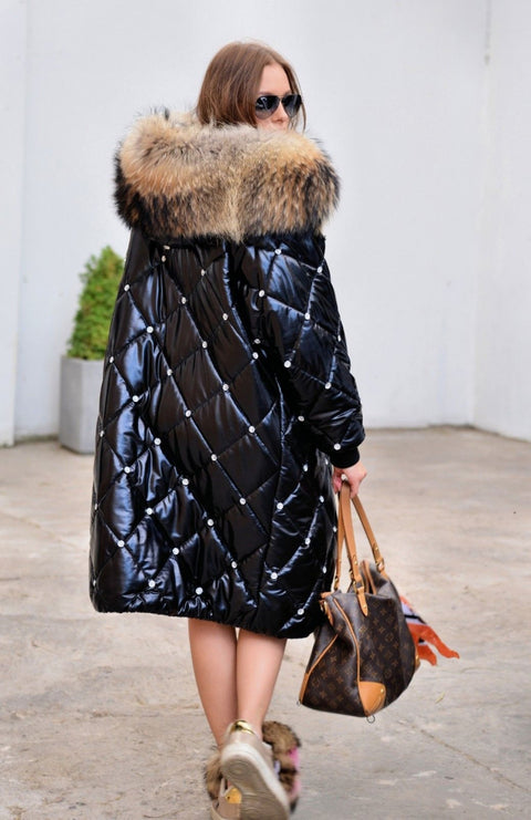 Roiii Women's Plus Size Winter Warm Long Thick Down Hooded Parka Coat Cardigan Zip Jacket