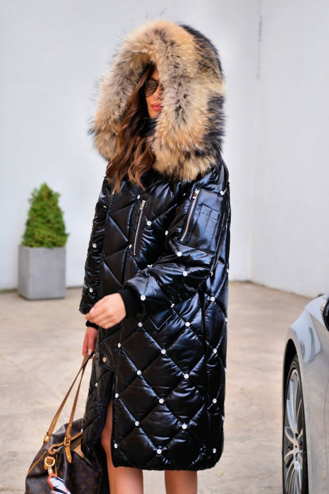 Roiii Women's Plus Size Winter Warm Long Thick Down Hooded Parka Coat Cardigan Zip Jacket
