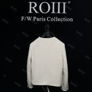 Roiiii Lady Elegant Beige Tweed Blazer Jacket Y221127