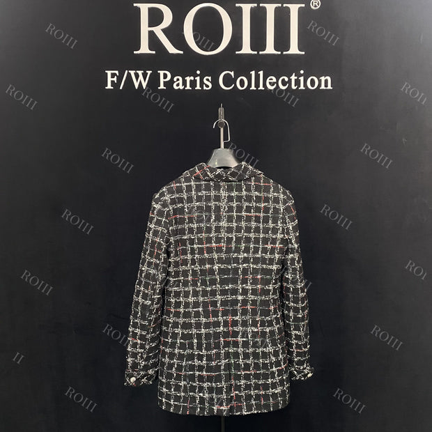 Roiii Women's Tweed Blazer Slim Jacket Outwear Y221132