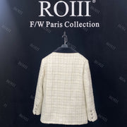 Roiii Womens Vinatge Tweed Blazer Jacket Y221137