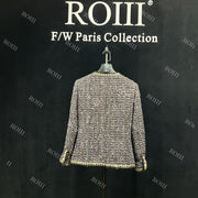 Roiii Women's Open Front Collarless Tweed Coat Y221152