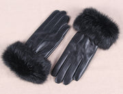 Roiii Faux Fur Women Winter Fleece Leather Glove