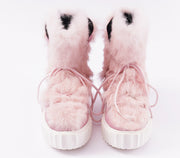 Roiii Winter Women Warm Fur Leather Snow Ski Winter Boot Shoe