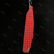 Roiii Lady Tweed Inlaid Plaid Check Blazer Jacket Red Y221020