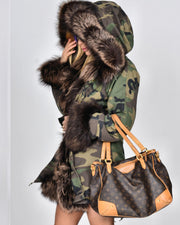 Roiii Women's Warm Camouflage Casual Winter Warm Faux Fur Hooded Plus Size Parka Jacket Coat US Size S M L XL XXL 3XL