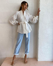 Roiii White Blouse with belt