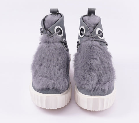 Roiii Winter Women Warm Fur Leather Snow Winter Boot Shoe