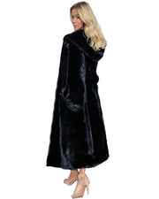ROIII Women Ladies Winter Coat Fur Collar Hooded Long Jacket Outerwear