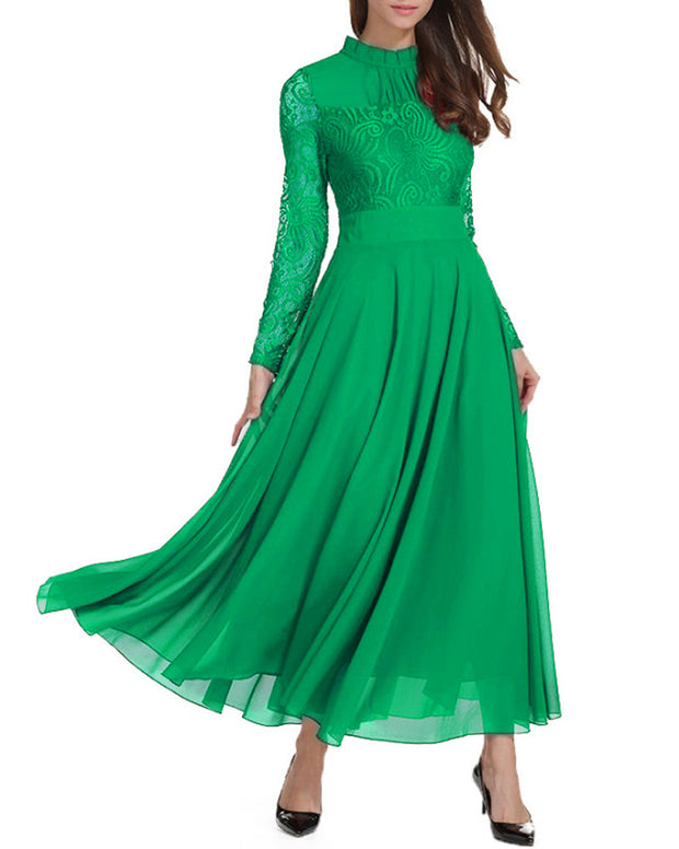 Women Green Vestidos Wedding Bridesmaids Dress Lace Slim Long Party Formal Dress