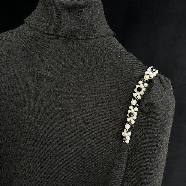 Roiii Womens Elegant Long Sleeve Sweater Tops With Bead M3018