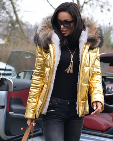 Roiii Gold Color Thicken Short Down Coat