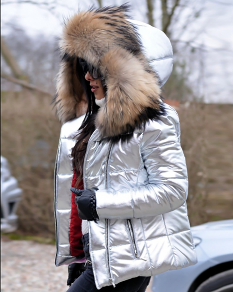 Roiii Sliver Down Coat Brown Fur Thicken warmful Jacket