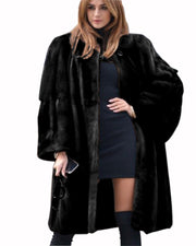 Bell Sleeve Lapel Collar Faux Fur Winter Coat