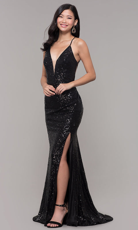 Roiii backless strap sling twinkle fishtail floor-length long dress party dresses black color