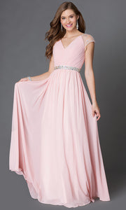 ROIII V-neck Chiffon Slim Pink Cocktail Evening Party Prom Dress