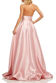 Roiii backless shoulder-straps floor-length long dresses party dresses pink color