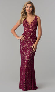 Roiii lace deep v-neck backless floor-length long fishtail long royal red color party dresses