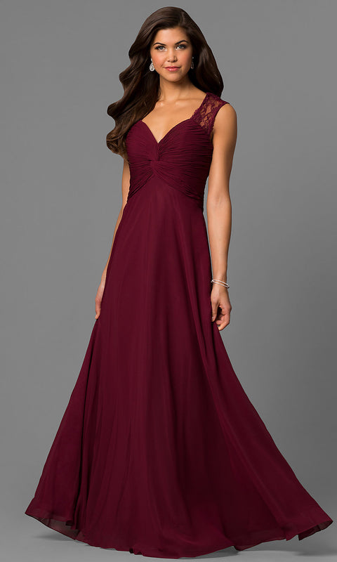 ROIII Lace shoulder strap slim Wine red Cocktail Evening Party Prom Dress