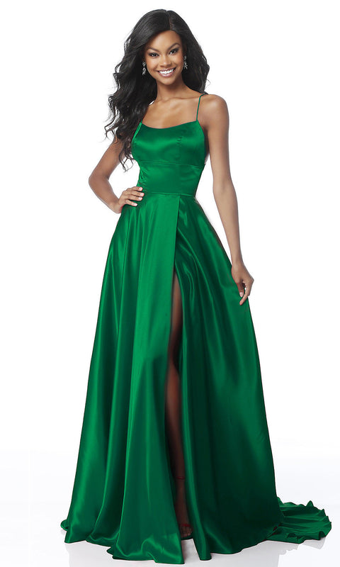 Roiii backless Leg split floor-length long royal emerald color party dresses