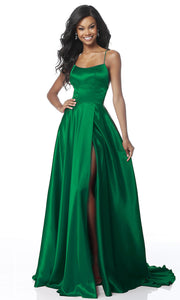 Roiii backless Leg split floor-length long royal turquoise color party dresses