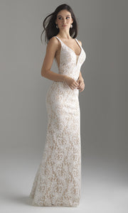 Roiii lace deep v-neck floor-length long fishtail long dresses royal white color dresses
