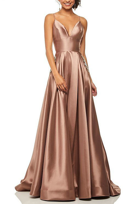 Roiii backless shoulder-straps floor-length long dresses party dresses pink color